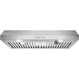 30 Inch Kitchen Under Cabinet Range Hood 3-Speed 600CFM Vent W/LEDs Silver/Black (Option: Sliver)