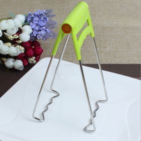 Bowl Holder Bowl Clamp Tongs Clip Pot Stainless Steel Foldable Dish Holder Steamer Lifter Picker Heat Insulation Plate Tong Anti-hot Clamp Grippe (Color: Green)