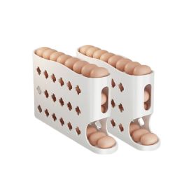 2Pcs/Set Multi-layer Household Refrigerator Side Door Rolling Egg Storage Box (Color: Milky White, Type: Egg Storage Box)