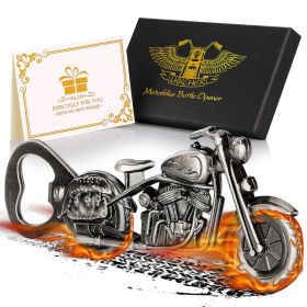 Old Style Motorcycle Beer Bottle Opener Black Gift Box With Greeting Card, Exclusive Gift For Motorcycle Enthusiasts, Bar Tool For Beer Enthusias (Option: Dark Silver)